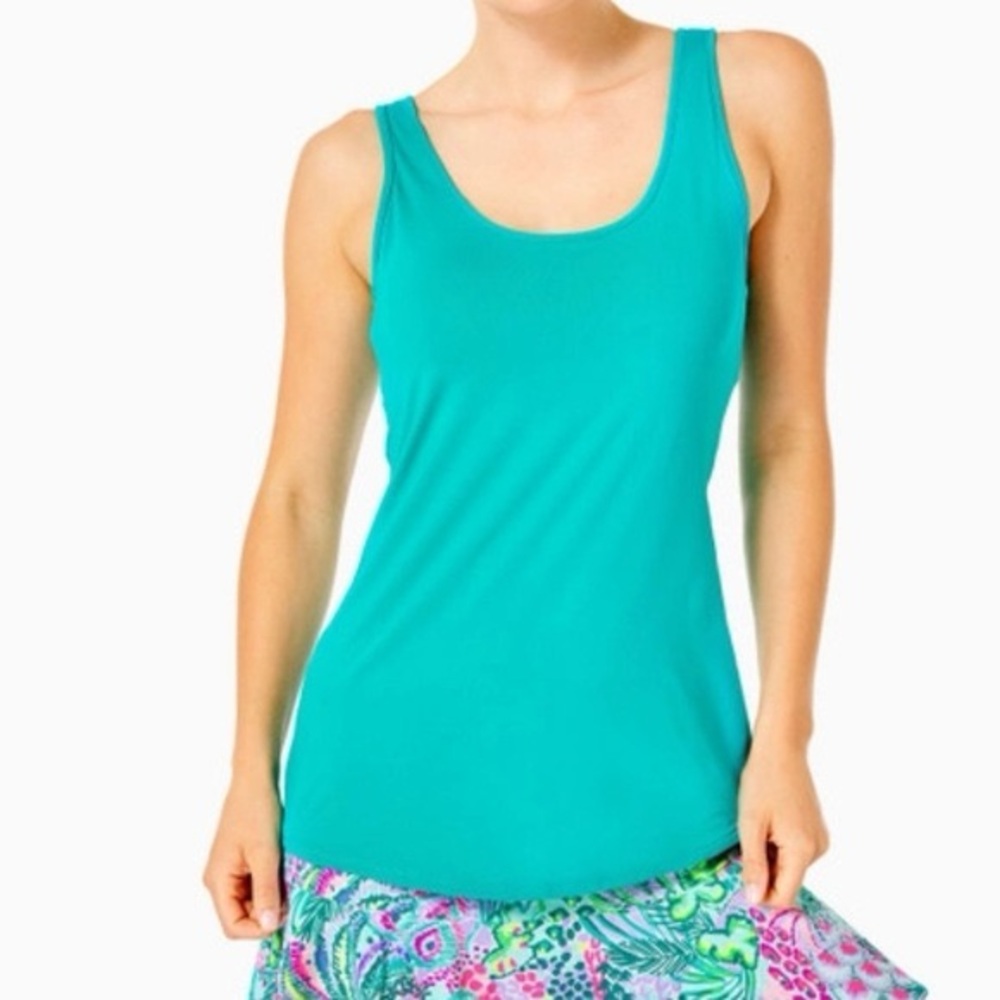 Lilly Pulitzer Luxletic Sunray Bra Tank Top UPF 50+ Padded Water Lilly Size S